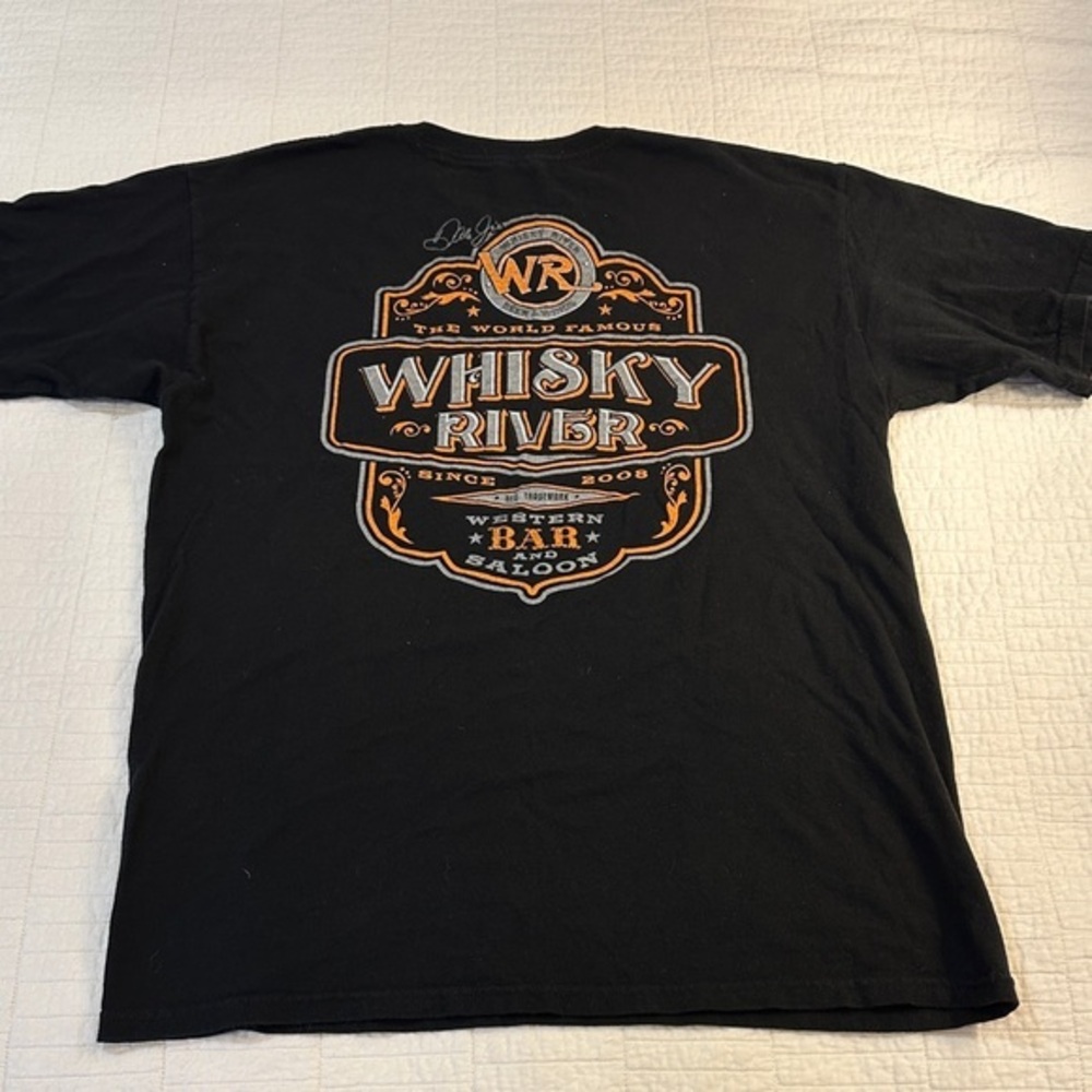 NASCAR Dale Earnhardt Jr Whisky River Bar and Saloon Black Large cotton t shirt